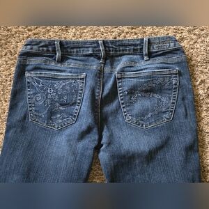 Women's Silver Blue Jeans with Embroidered Pockets